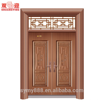 Culrural Customized Steel Entry Double Door Buena Suerte y Felicidad Seguridad Honorable Decorativo